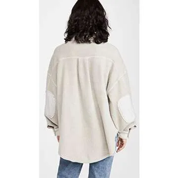 Free People Women's Ruby Jacket, Stone, Grey, Off White, M