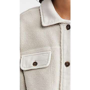 Free People Women's Ruby Jacket, Stone, Grey, Off White, M