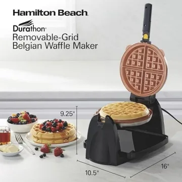 Hamilton Beach Belgian Waffle Maker - Easy Flip & Removable Plates