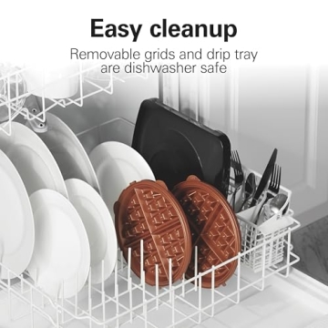 Hamilton Beach Belgian Waffle Maker - Easy Flip & Removable Plates