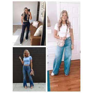 Allimy Women Short Sleeve T Shirts Sexy Baby Tees Y2K Ribbed Crop Tops Royal Blue S