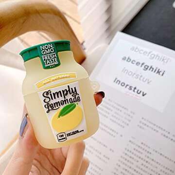 for Airpod 1/2 Case, 3D Cute Fun Cartoon Fashion Funny Character Air Pods 2&1 Cover Design, for Girls Women Teen Boys Unique Kawaii Designer Trendy Soft Silicone Cases (Lemonade)