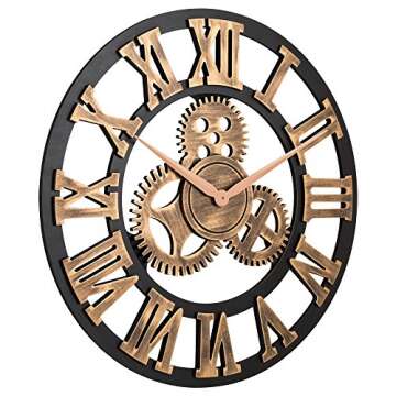 Oldtown Clocks 23" inch Noiseless Silent Non-Ticking Gears Not Moving Wall Clock (Roman Numeral,Anti...