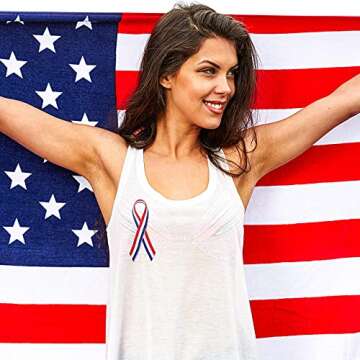 Red White Blue Striped Grosgrain Ribbon Use for Memorial Day Gift Wrapping, Party Decoration, DIY Crafting and Sewing (3/8 Inch x 50 Yard, Red, White, Blue)