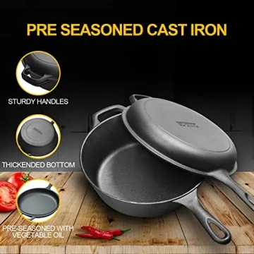 2-in-1 Cast Iron Dutch Oven with Skillet Lid Set