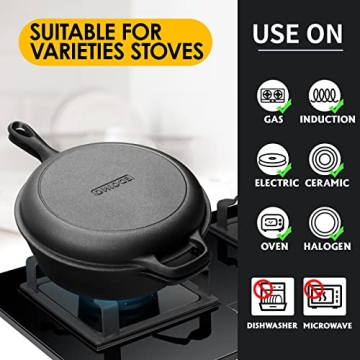 2-in-1 Cast Iron Dutch Oven with Skillet Lid Set