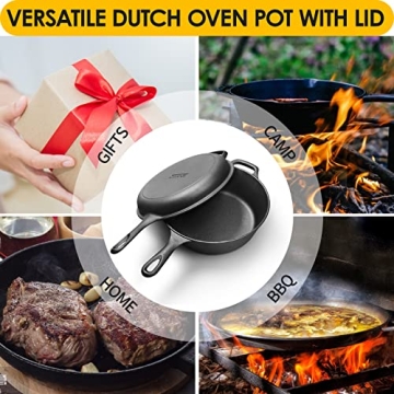 2-in-1 Cast Iron Dutch Oven with Skillet Lid Set