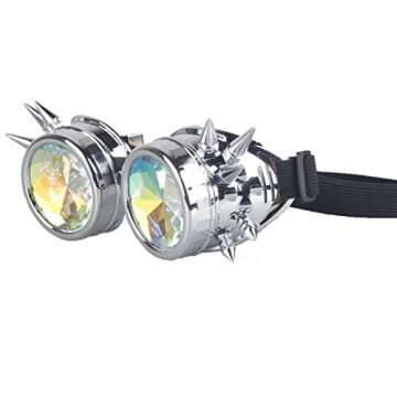Rainbow Crystal Lenses Steampunk Glasses - Adjustable and Eye-Catching