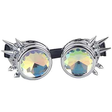 Rainbow Crystal Lenses Steampunk Goggles for Cosplay and More