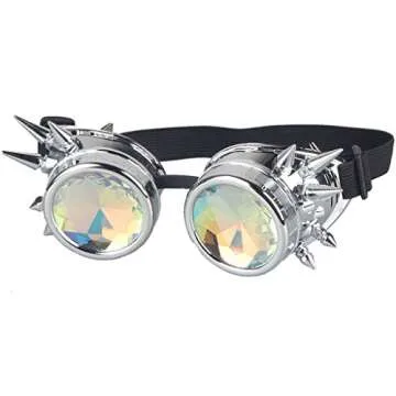 Rainbow Crystal Lenses Steampunk Goggles for Cosplay and More