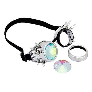 Rainbow Crystal Lenses Steampunk Goggles for Cosplay and More