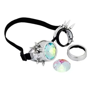 Rainbow Crystal Lenses Steampunk Goggles for Cosplay and More