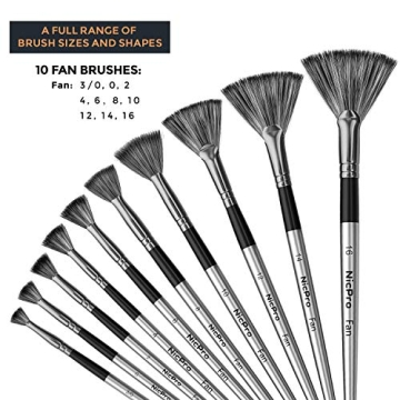 Nicpro 10 PCS Fan Brush Set for Acrylic Watercolor Oil Painting