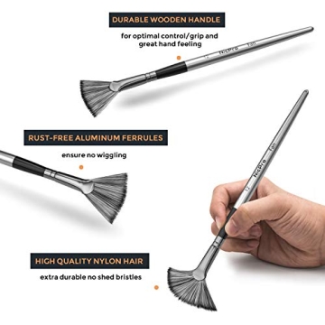 Nicpro 10 PCS Fan Brush Set for Acrylic Watercolor Oil Painting