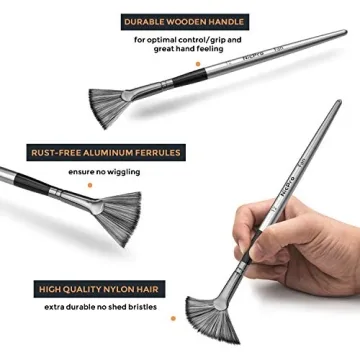 Nicpro 10 PCS Fan Brush Set for Acrylic Watercolor Oil Painting