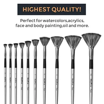 Nicpro 10 PCS Fan Brush Set for Acrylic Watercolor Oil Painting