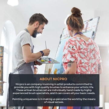 Nicpro 10 PCS Fan Brush Set for Acrylic Watercolor Oil Painting