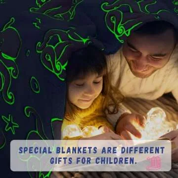 Octopus Blanket Glow in The Dark Ocean Blanket Soft Pink Octopus Gifts Toys Decor Blue Fleece Kids Blanket Throw for Boys Girls Teens Birthday