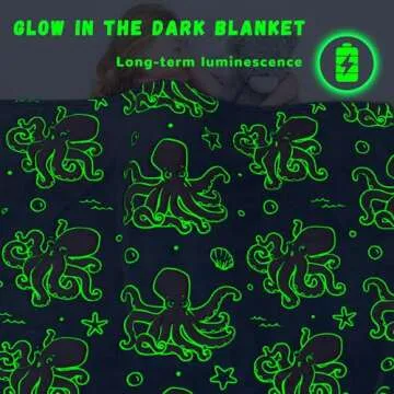 Octopus Blanket Glow in The Dark Ocean Blanket Soft Pink Octopus Gifts Toys Decor Blue Fleece Kids Blanket Throw for Boys Girls Teens Birthday