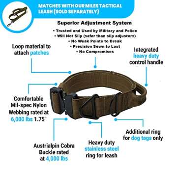 Miles Tactical Cobra Buckle Dog Collar Heavy Duty for Large Dogs K9 and Military Made in USA (Large ...