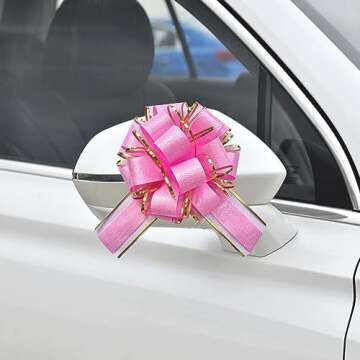 6 PCS Large Pull Bows,Pink Bows for Gift Wrapping,6 inches Pattern Series,Party Birthday Holiday Gift Wrapping Bow, Christmas, Valentine's Day Present Decoration Bow(Pink)