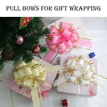 6 PCS Large Pull Bows,Pink Bows for Gift Wrapping,6 inches Pattern Series,Party Birthday Holiday Gift Wrapping Bow, Christmas, Valentine's Day Present Decoration Bow(Pink)
