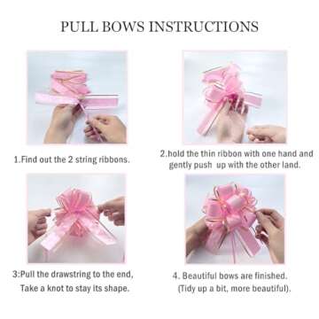 6 PCS Large Pull Bows,Pink Bows for Gift Wrapping,6 inches Pattern Series,Party Birthday Holiday Gift Wrapping Bow, Christmas, Valentine's Day Present Decoration Bow(Pink)
