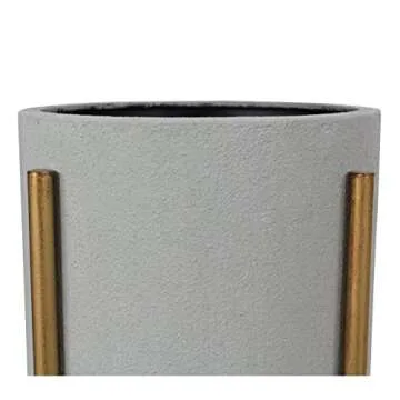Stylish Grey Mid Century Plant Stand Set with Gold Accents