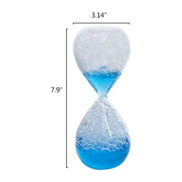 padom Handmade Bubble Singing Dream Foam Crystal Hourglass Glass Craft for Lover Birthday Present 8 Inch 20 cm High-Blue