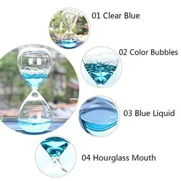 padom Handmade Bubble Singing Dream Foam Crystal Hourglass Glass Craft for Lover Birthday Present 8 Inch 20 cm High-Blue