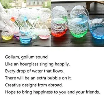 padom Handmade Bubble Singing Dream Foam Crystal Hourglass Glass Craft for Lover Birthday Present 8 Inch 20 cm High-Blue