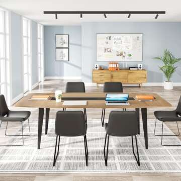 Tribesigns 6FT Conference Table, 70.86L x 35.43W x 29.52H Inches Boat Shaped Meeting Table, Modern Seminar Table for Office Meeting Conference Room (Light Wood Grain, 6ft)