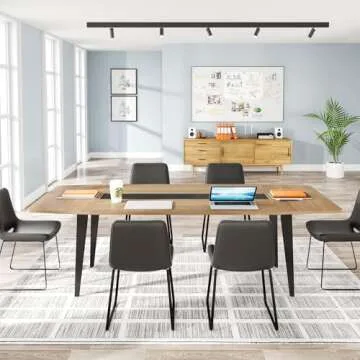 Tribesigns 6FT Conference Table, 70.86L x 35.43W x 29.52H Inches Boat Shaped Meeting Table, Modern Seminar Table for Office Meeting Conference Room (Light Wood Grain, 6ft)