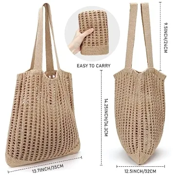 Hatisan Crochet Tote Bag Stylish Beach Bag For Women