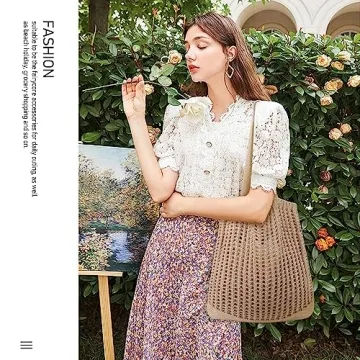 Hatisan Crochet Tote Bag Stylish Beach Bag For Women