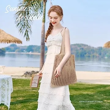 Hatisan Crochet Tote Bag Stylish Beach Bag For Women