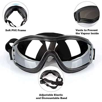 Tankyomilex Adjustable Dog Goggles UV-Proof Waterproof for Dogs