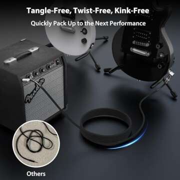 Guitar Cable 10 ft 2 Pack-Right Angle, Kevlar-Reinforced Braided & Inside Heat Shrink Instrument Cable Give You Better Solder & Superior Sound for Electric Guitar with Rean Connectors by Neutrik