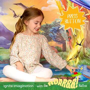 W&O Dino Tent with Sounds and LED Lights for Kids 3-12