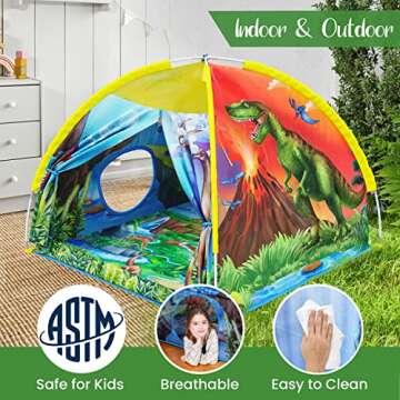 W&O Dino Tent with Sounds and LED Lights for Kids 3-12