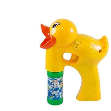 Toysery Bubble Shooter Gun Toy – Duck Design Leak-Resistant Automatic Bubble Maker Machine with LE...