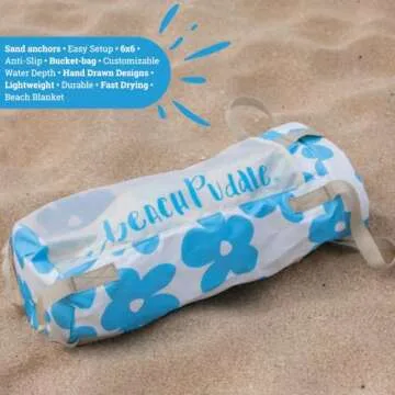 Baby Beach Pool | 2-in-1 Kiddie Pool and Beach Blanket | Flexible Toddler and Baby Pool | Beach Toys for Kids & Toddlers | 6x6 Feet with Waterproof Carrying Bag | Beach Puddle (Sage Monstera Leaves)