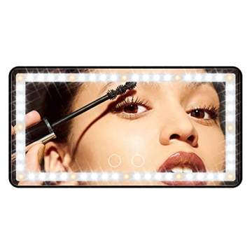 Car Sun Visor Vanity Mirror: Rechargeable Led Makeup Mirror with 3 Light Modes & Dimmable Touch Scre...