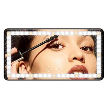 Car Sun Visor Vanity Mirror: Rechargeable Led Makeup Mirror with 3 Light Modes & Dimmable Touch Scre...