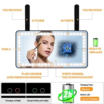 Car Vanity Mirror: Rechargeable LED Mirror with Dimmable Lighting