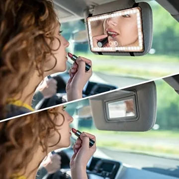 Car Vanity Mirror: Rechargeable LED Mirror with Dimmable Lighting