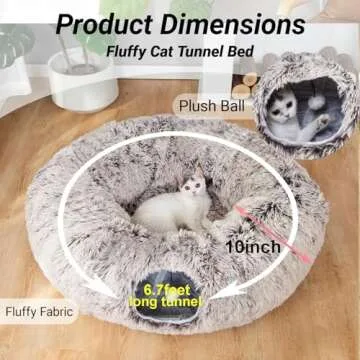 LUCKITTY Plush Cat Dog Tunnel Bed for Indoor Fun