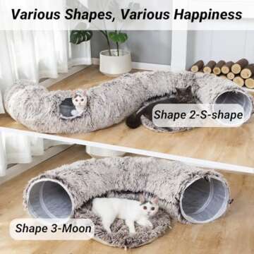 LUCKITTY Plush Cat Dog Tunnel Bed for Indoor Fun