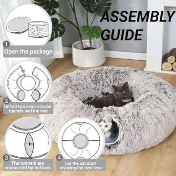 LUCKITTY Plush Cat Dog Tunnel Bed for Indoor Fun