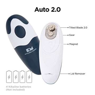 Kitchen Mama Auto 2.0 Electric Can Opener: Refined Blade Opens Almost Any Can - Automatic, Hands Fre...